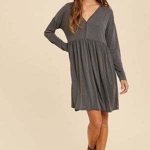 Henley Button Down Babydoll Dress